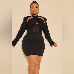 PrettyLittleThing Black Long Sleeve Dress